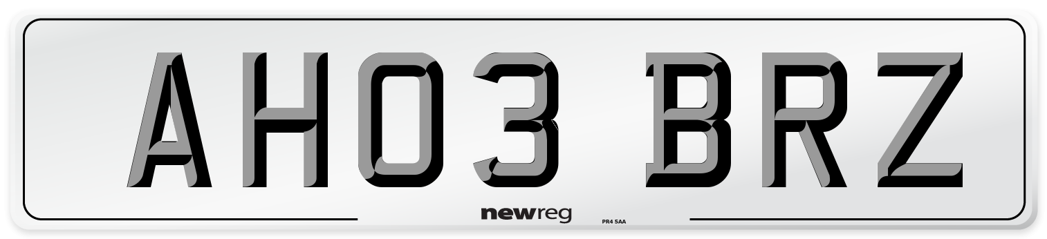 AH03 BRZ Number Plate from New Reg